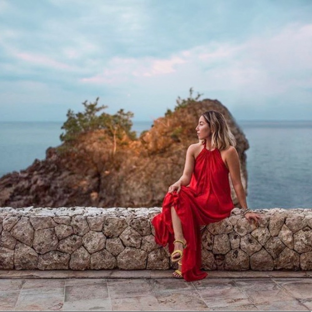 Flowy Red Full-length Dress